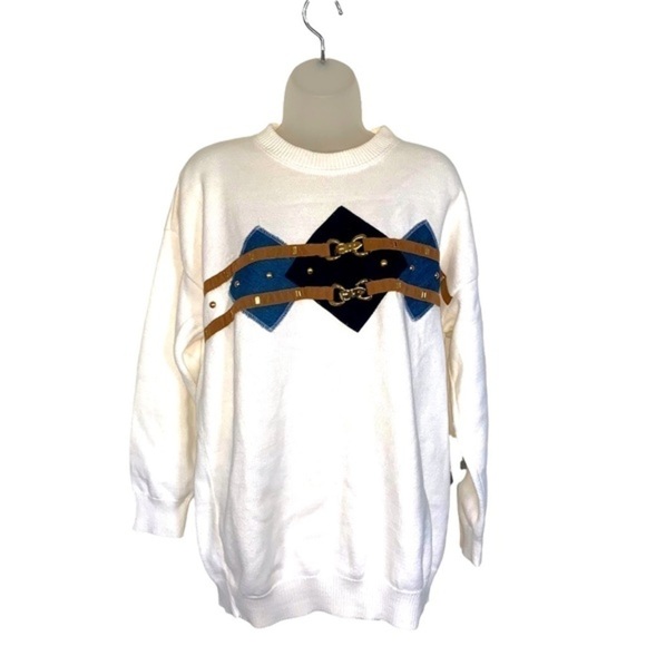 Vintage GEPETTO 100% Cotton Long Sleeve Argyle Knit Pullover Sweater - Picture 4 of 8